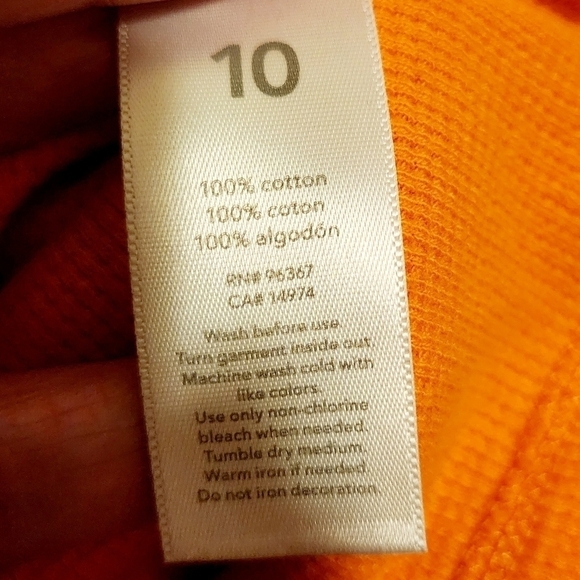 Oshkosh B'gosh Orange Long Sleeve Henley Thermal Shirt Boy's Size 10 Base Layer - Picture 6 of 6